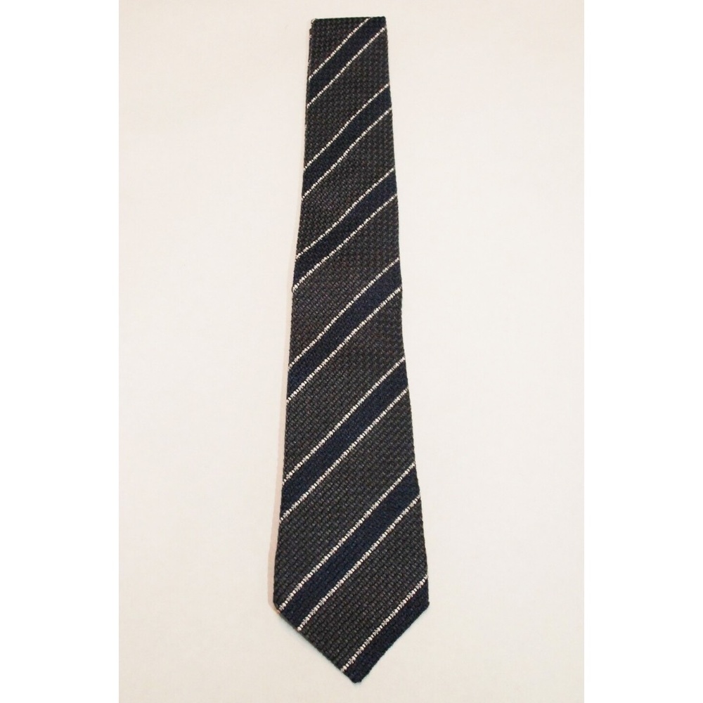 BRUNELLO CUCINELLI Tie Necktie Grey Navy Stripes 100% Silk Made in Italy